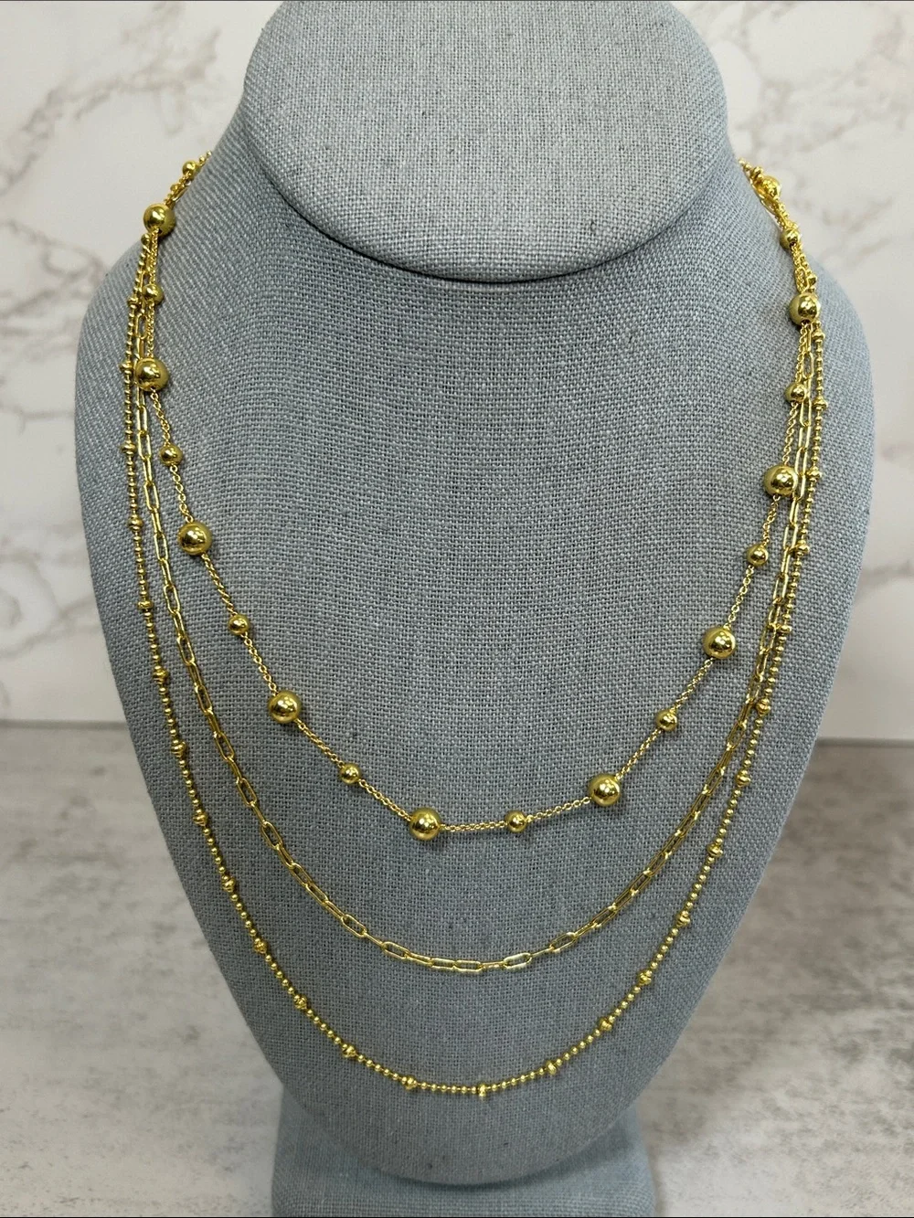 J. Crew Gold-Tone Layered Beaded & Paperclip Necklace